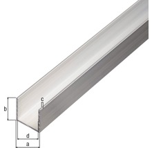 Profil aluminiu tip U Kaiserthal 10x15x10x1,5 mm, lungime 2,6m, argintiu-thumb-1