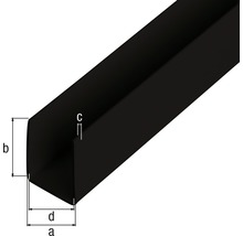 Profil plastic tip U Kaiserthal 10x21x10x1mm, lungime 2,6m, negru-thumb-1