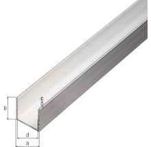 Profil aluminiu tip U Alberts 6x6x6x1 mm, lungime 1m, argintiu-thumb-1