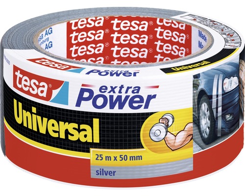 Banda adeziva pentru reparatii tesa extra Power Universal, argintie, 25 m x 50 mm