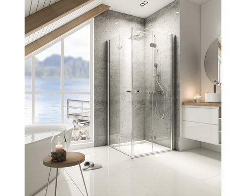 Cabină de duș rectangulară Schulte Garant, 80x90x200 cm, uși pliabile, sticlă securizată transparentă, profil cromat-0