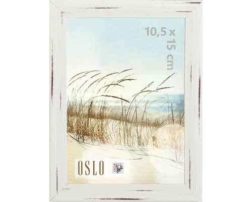 Ramă foto plastic Oslo, aspect de lemn, albă 10x15 cm-0
