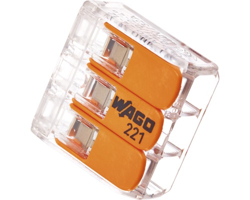 Cleme legături rapide cabluri Wago 3x max. 4 mm², pachet 10 bucăți (gama 221)