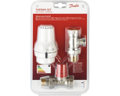 Set robineți termostatați drepți Danfoss 1/2”, cu cap termostatic, alb