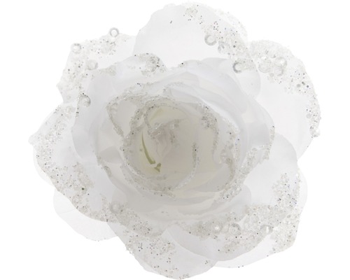 Trandafir decorativ, Ø 14 cm, H 8,5 cm, alb