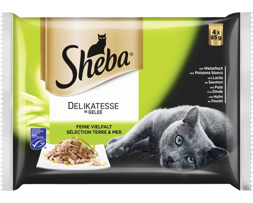 Hrană umedă pentru pisici Sheba Pouch mix pește 4x85 g