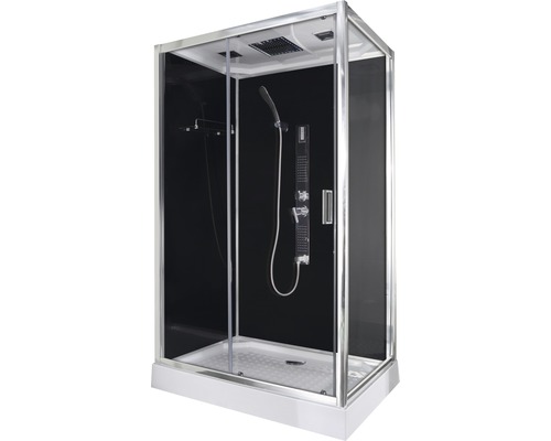 Cabină de duș completă cu hidromasaj Sanotechnik QuickLine Trend 3 80x120x210 cm, dreptunghiulară, sticlă securizată 5 mm, profil crom