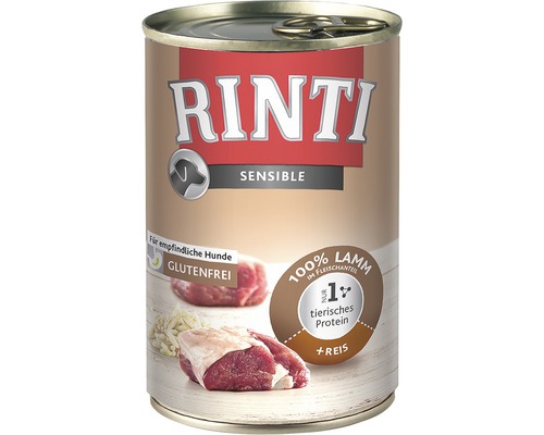 Hrană umedă pentru câini Rinti Sensible cu miel și orez 1 pachet 12x400 g